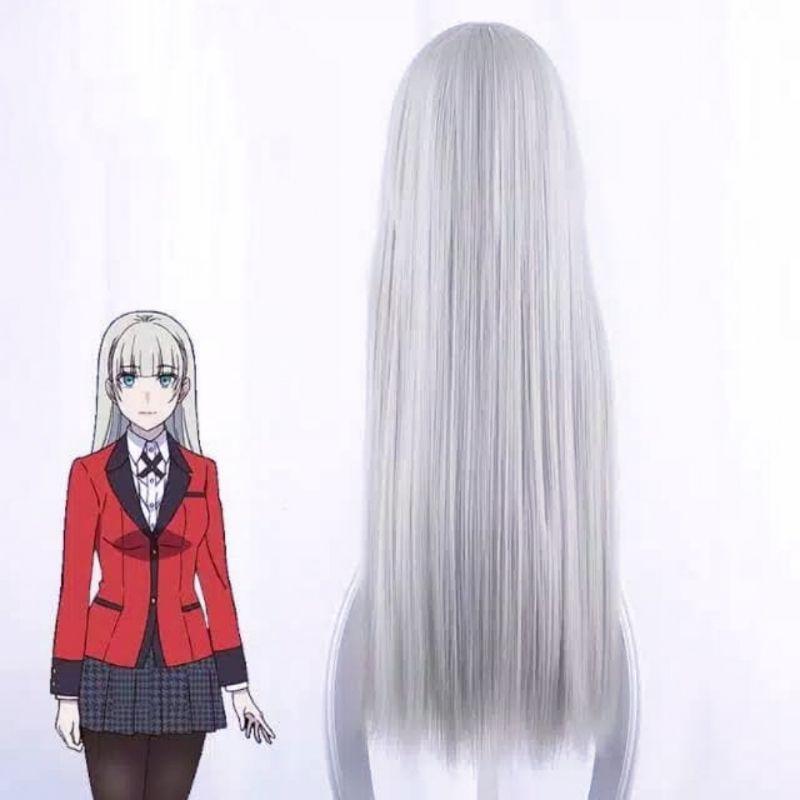 Wig/tóc giả cosplay Kirari Momobami thả tóc - Học viện đỏ đen: Kakegurui màu trắng bạc