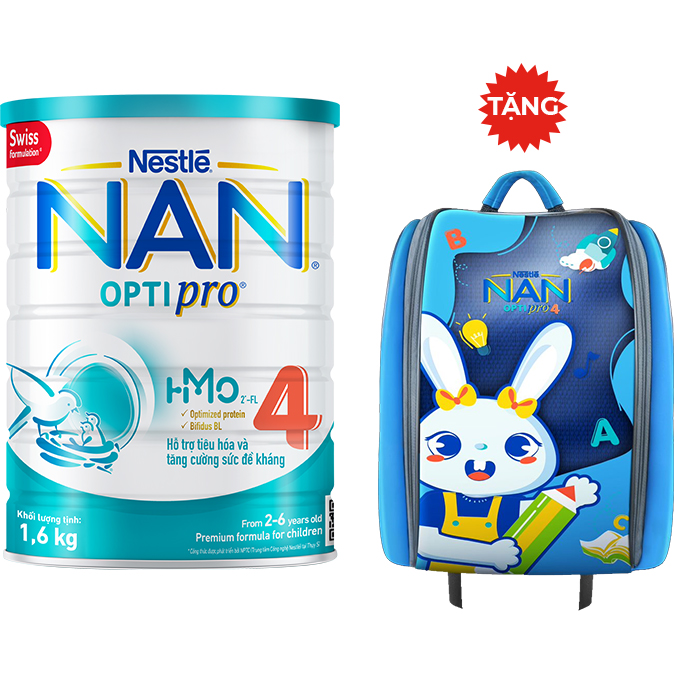 Sữa Bột Nestlé NAN OPTIPRO HM-O 4 1.6kg - Tặng Balo Con Thỏ