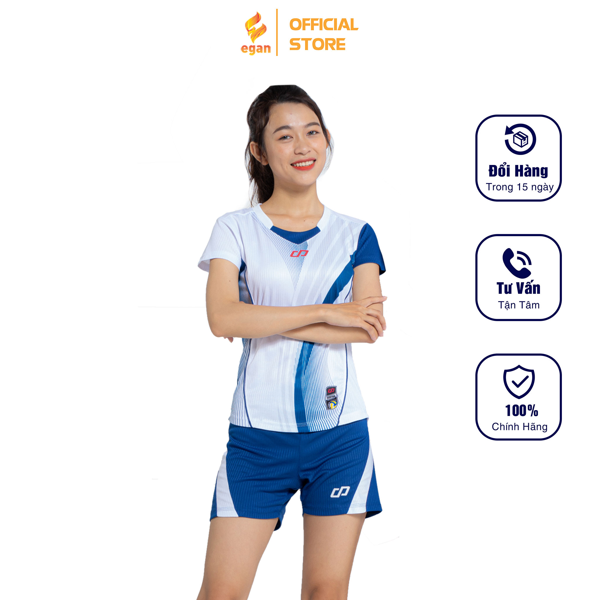 Bộ Quần Áo Thể Thao Bóng Chuyền Màu Trắng Nữ ZENTIGA - CP SPORT BC05