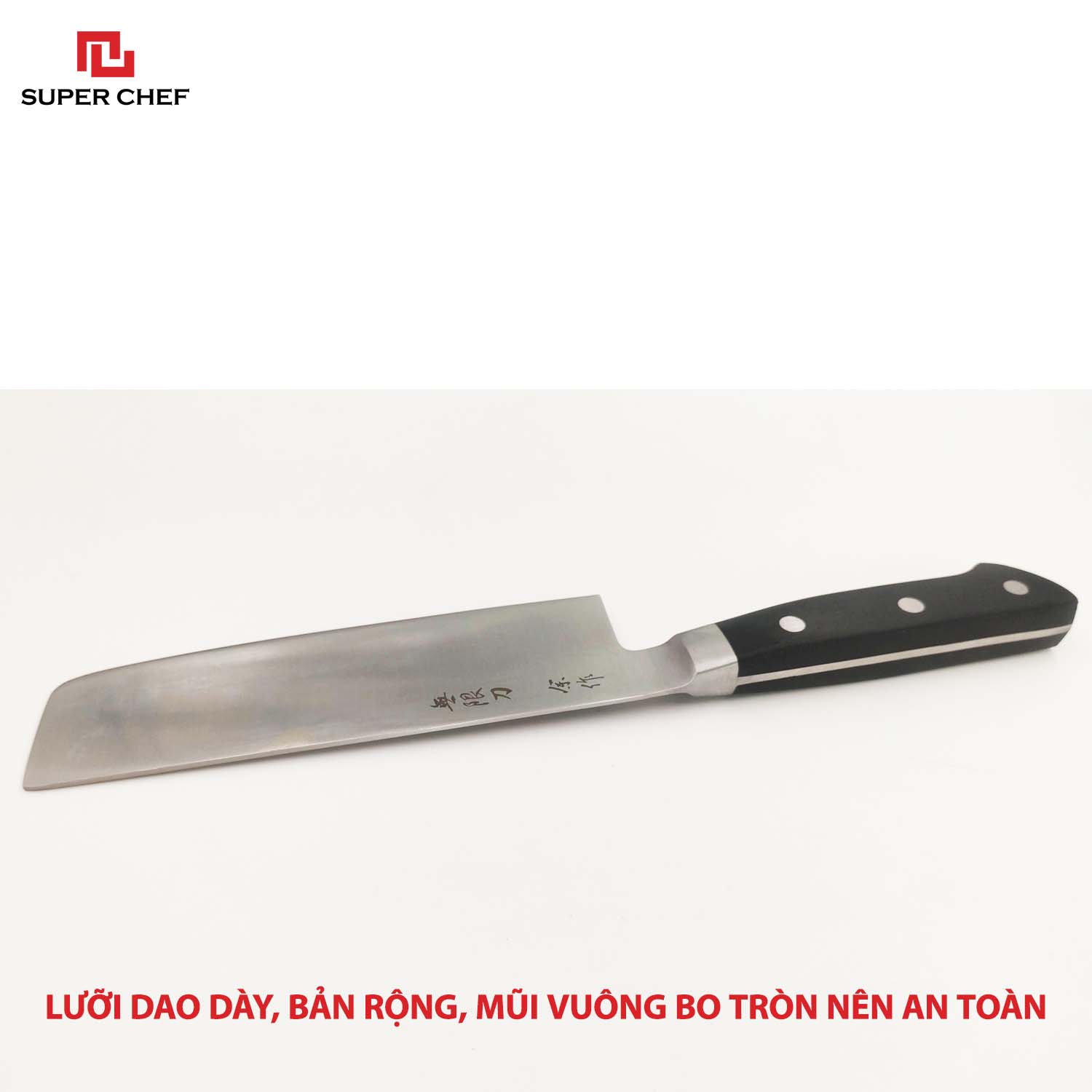 Dao Thái Rau Củ Quả Cán Nhựa Chính Hãng Super Chef Cao Cấp Siêu Sắc Bén, Lâu Cùn,  Lưỡi Thép Không Gỉ, An Toàn Sức Khỏe Siêu Tiện Lợi ( Lưỡi dài 16.5cm)