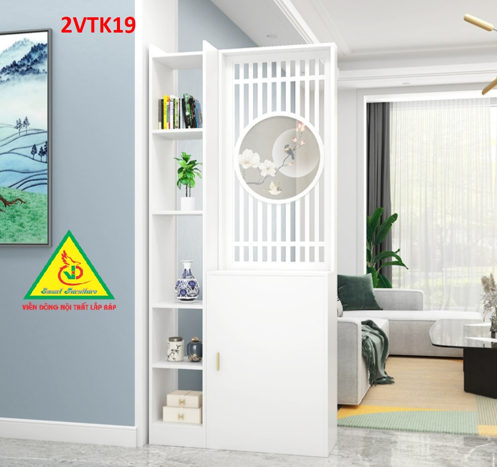 Tủ kệ trang trí kiêm vách ngăn phòng khách , nhà bếp 2VTK19- Nội thất lắp ráp Viendong Adv