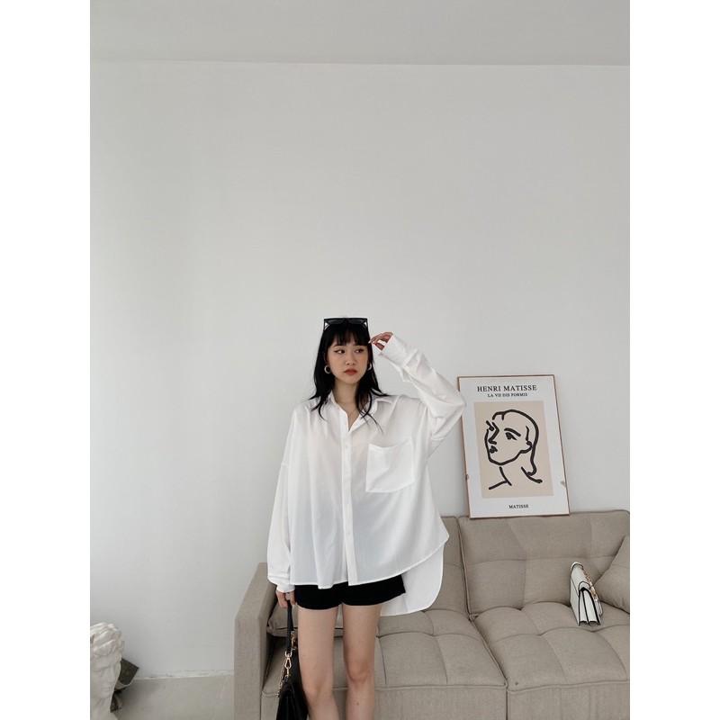 Sơ mi dáng rộng đuôi tôm