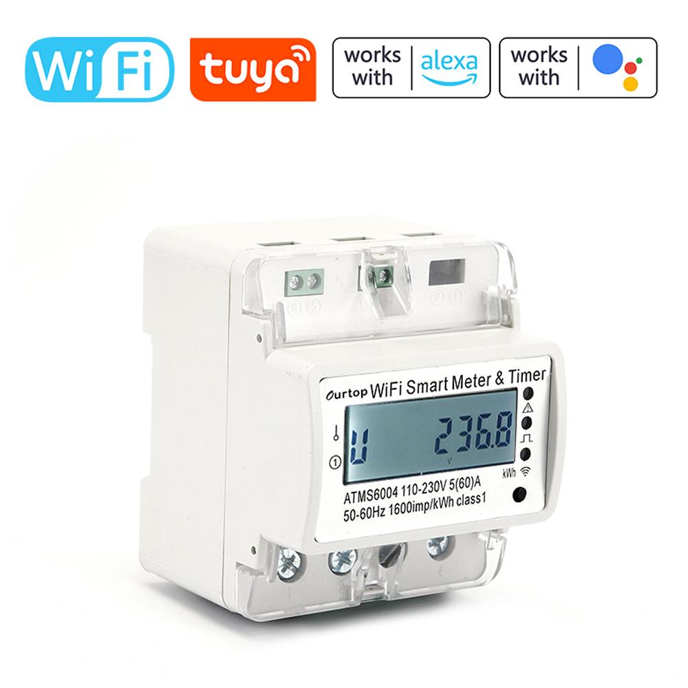 Tuya WiFi Intelligent 4P Electricity Power Meter DIN-rail Mounting Multi-energy Current Monitor Mobilephone APP Remotely Control Device