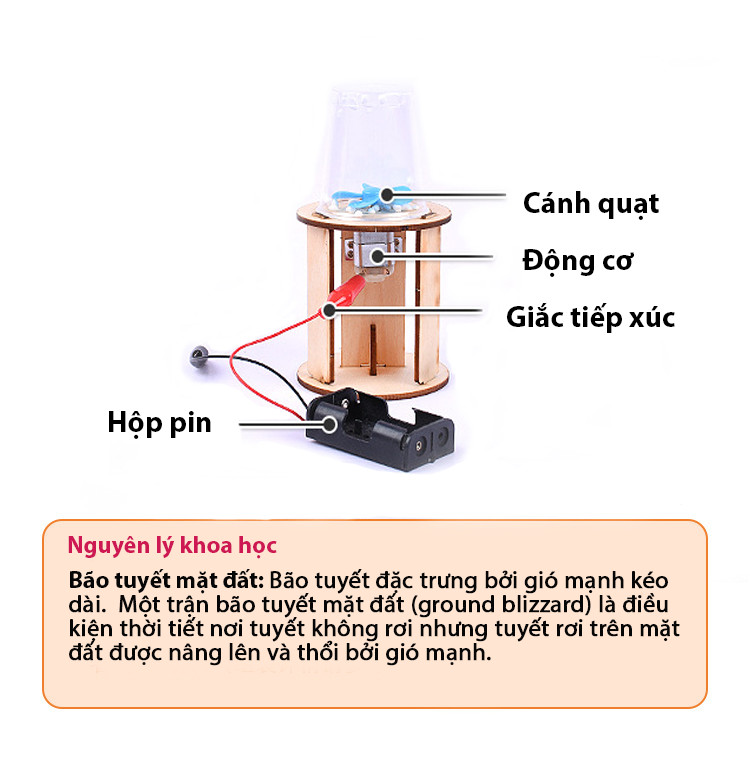 Bộ đồ chơi khoa học tự làm bão tuyết tĩnh điện bằng gỗ – DIY Wood Steam