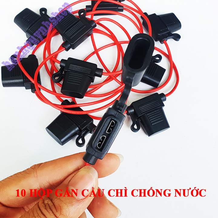 Combo 10 Hộp gắn cầu chì chống nước hộp đen dây đỏ loại đẹp