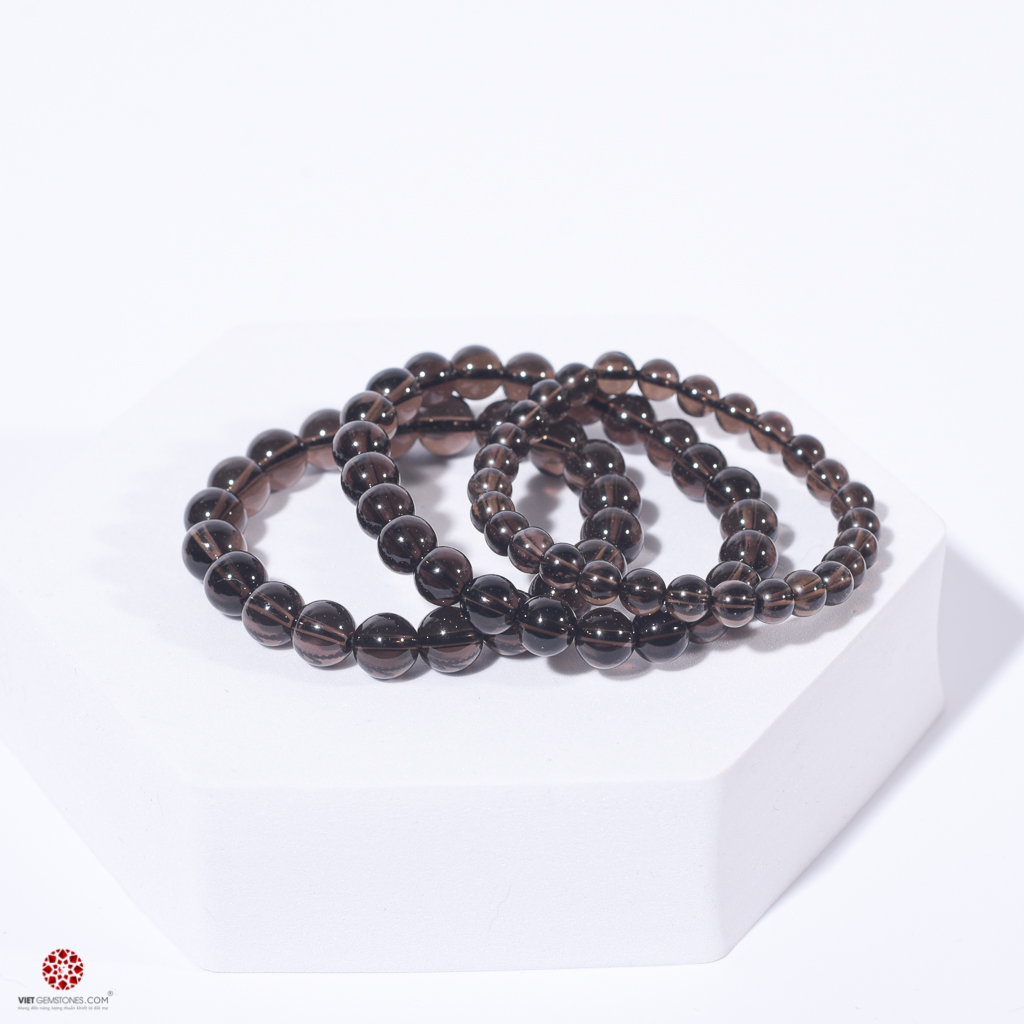 Vòng tay đá thạch anh khói tự nhiên - Natural Smoky Quartz - Hợp mệnh Thủy, Mộc, nhiều size tùy chọn/ Hóa giải năng lượng xấu | Vietgemstones