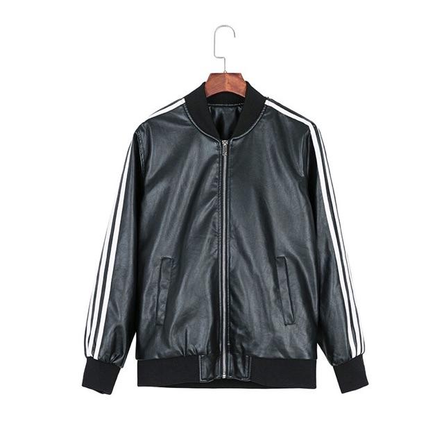 Áo khoác da nữ 3 sọc da mềm