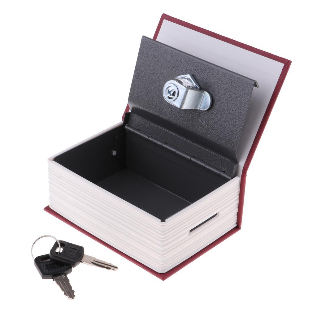 2pcs Dictionary Hollow Book Safe Diversion Secret Stash Lock &amp; Key