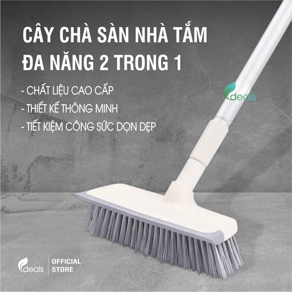 Cây Chà Sàn Nhà Tắm Đa Năng 2 trong 1 ECODEALS - Cọ sàn và gạt nước, cán tăng giảm chiều dài linh hoạt