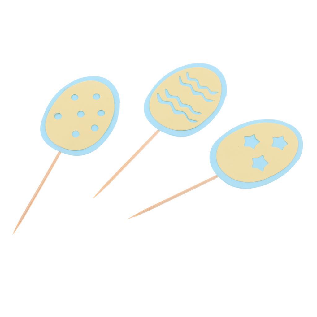 3pcs/Set Happy Easter Eggs Cupcake Picks Cake Topper Easter Decor