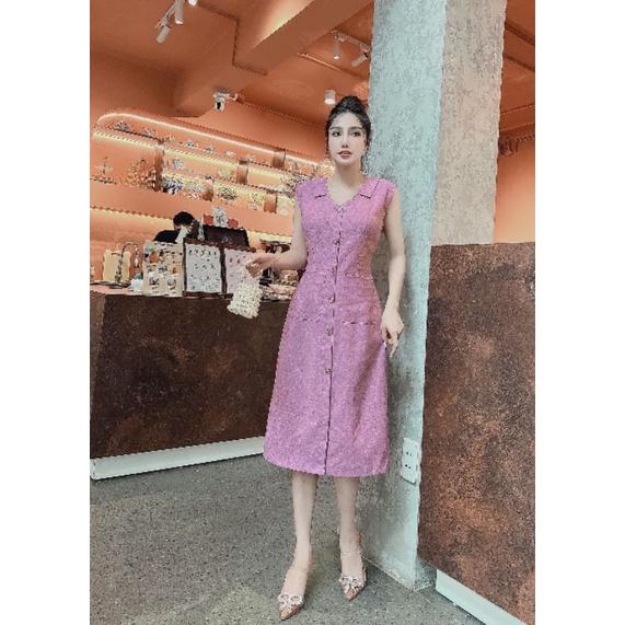 ĐẦM SUÔNG PHỐI TÚI CỔ V BẺ