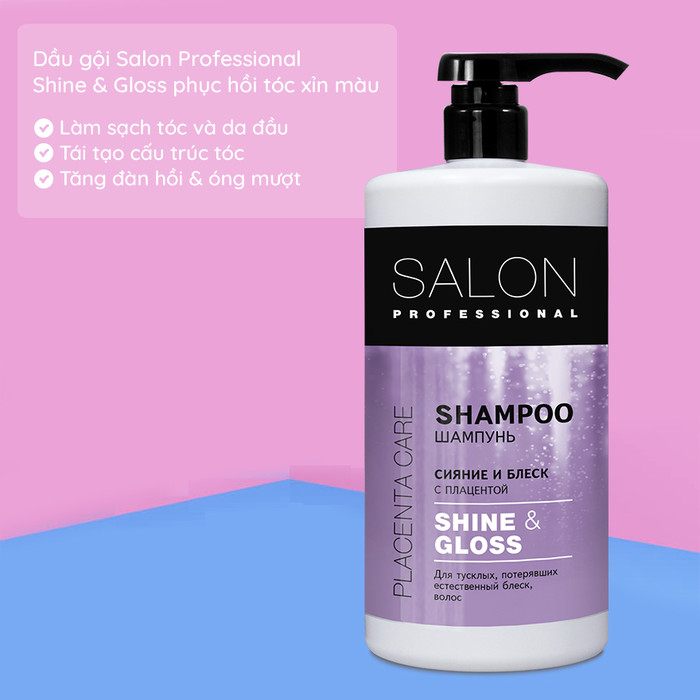Dầu gội Salon Professional SHINE &amp; GLOSS giúp xây dựng cấu trúc tóc chắc khỏe, suôn mượt 1000ml