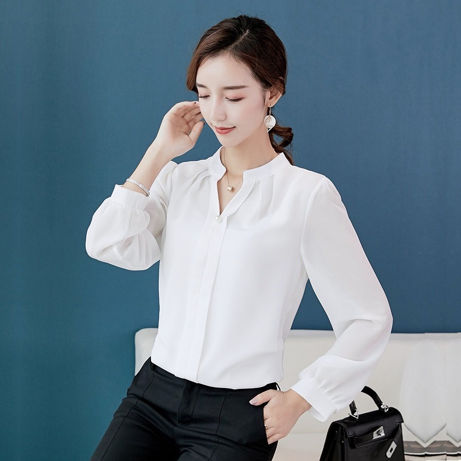 Sơ mi trắng cổ V Haint Boutique sm67