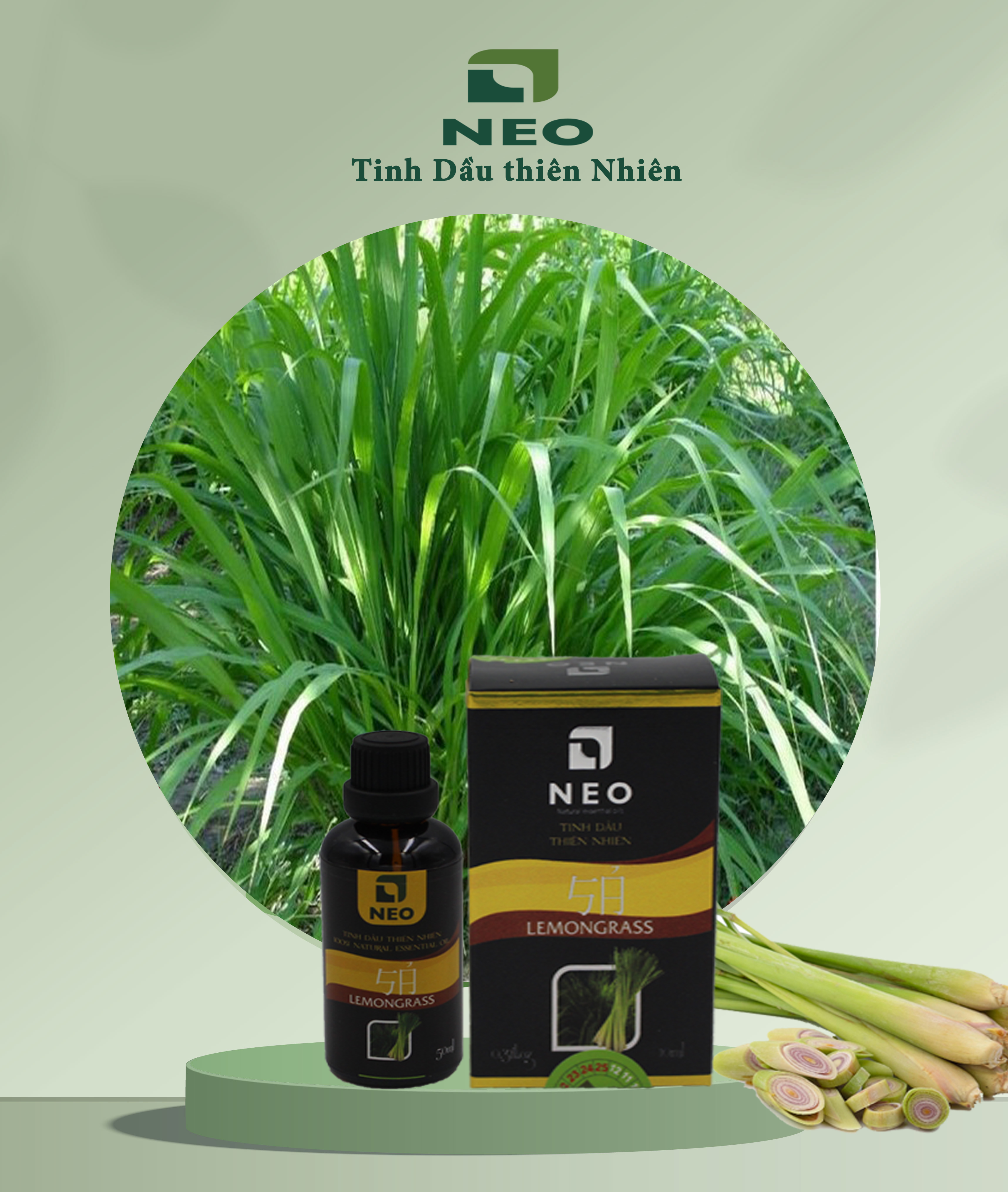 Tinh dầu thiên nhiên sả NEO - Tinh dầu nguyên chất 100%, giúp khử mùi, thanh lọc không khí, làm thơm phòng, đuổi muỗi hiệu quả 10ml