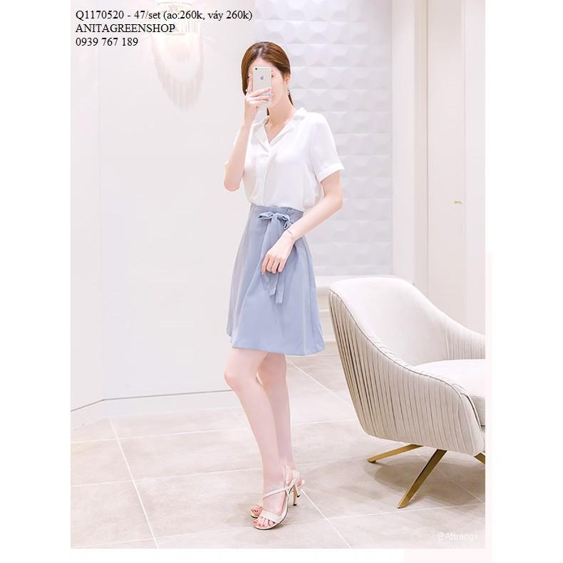 Q1170520 SET ÁO PHỐI CHÂN VÁY NƠ