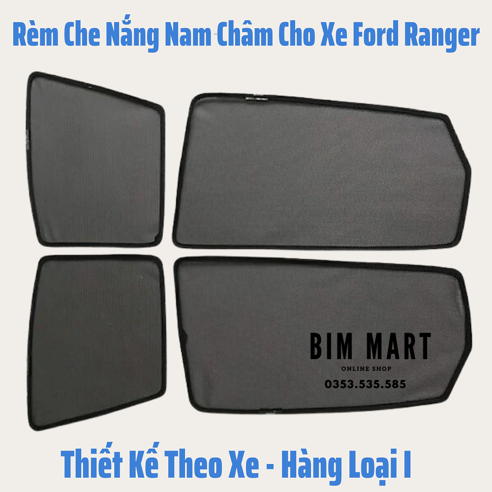 Rèm che nắng nam châm dành cho xe Ford Ranger - Bộ 4 tấm chắn nắng chuẩn form xe, nam châm hút mạnh