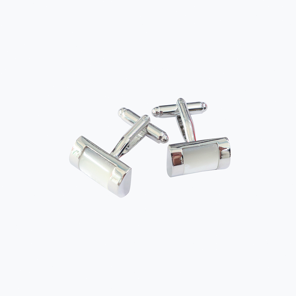 Khuy măng set, cufflinks măng set-Khuy măng set cài áo cho nam  màu trắng kim BMSTK002