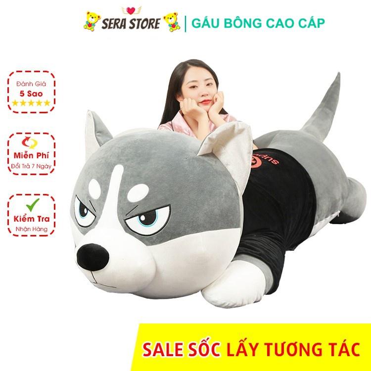 Gấu Bông Chó Husky Siêu To Khổng Lồ, Gấu Bông To Cute Siêu Mềm Mịn Vải Nhung Cao Cấp Co Dãn 4 Chiều Kích Thước 1m2 - 1m5