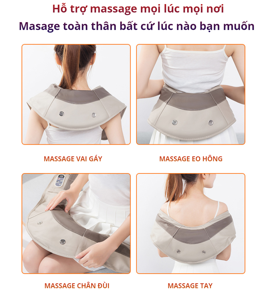 Máy massage đấm bóp thư giãn cổ vai gáy lưng aYosun Hàng Chính Hãng- 2.2kg, hàng cao cấp