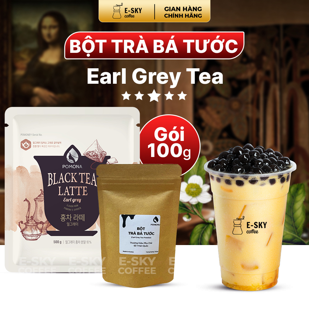 Bột Trà Bá Tước Pomona Earl Grey Tea Powder Nguyên Liệu Pha Chế Trà Sữa Milk Foam Hàn Quốc 500g