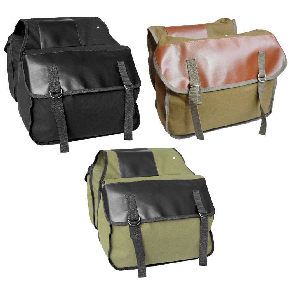 Cycling Double Panniers Bike Rear Seat Saddle Carrier Bags Black