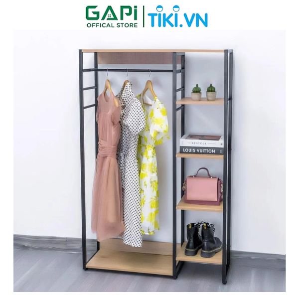 Kệ treo quần áo L Hanger phong cách Hàn Quốc, kệ treo quần áo khung sắt chắc chắn, mặt gỗ MDF phủ melamine chống ẩm, chịu lực tốt thương hiệu GAPI - GM08