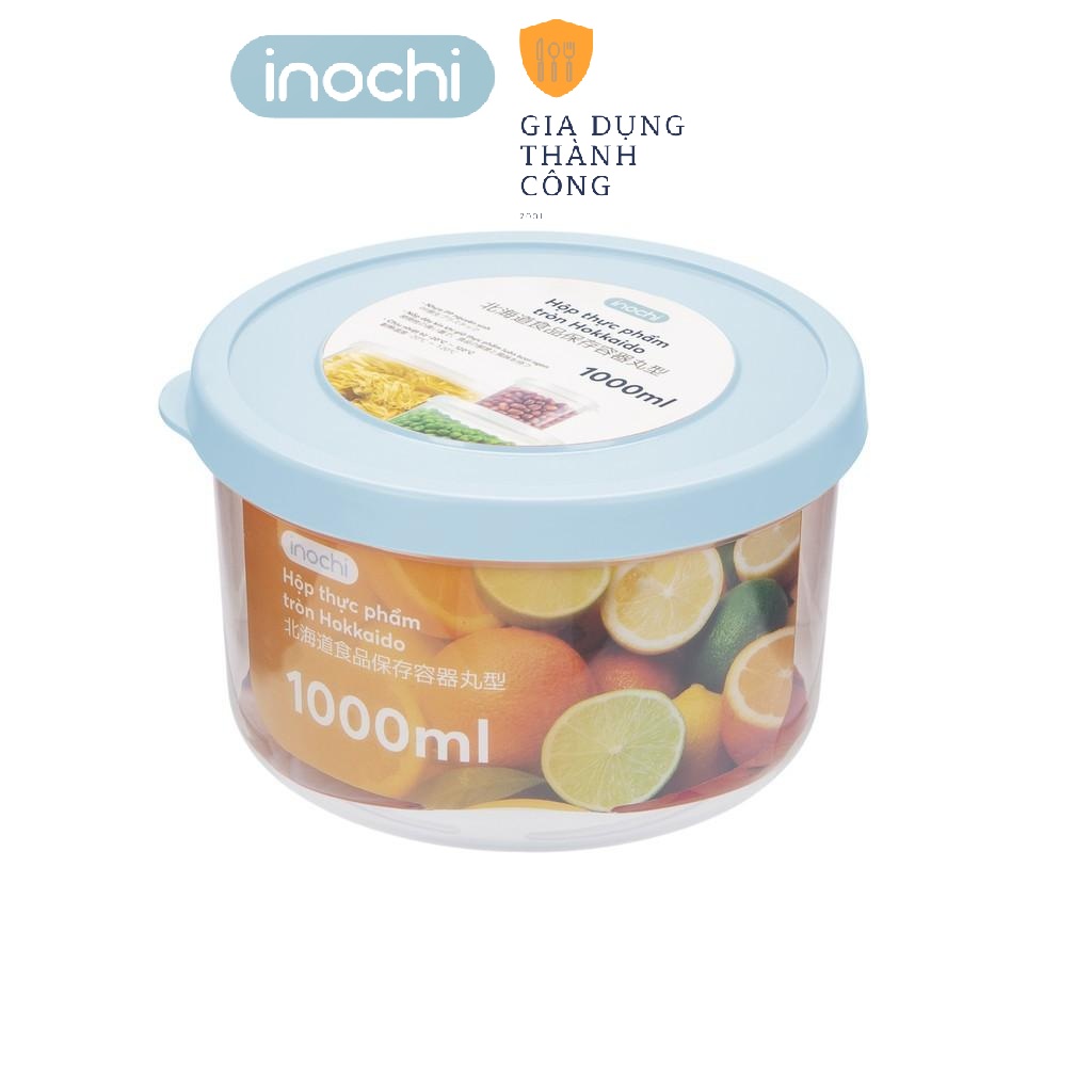 Set 3 Hộp thực phẩm Nhựa Đựng đồ Thức Ăn Thực Phẩm Hokkaido nhựa Tròn INOCHI Nhựa Trong Suốt 500-1000-200ml BOTPTN
