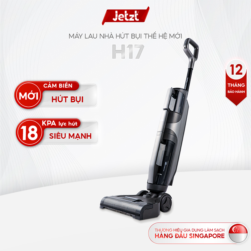 Máy lau nhà hút bụi không dây thế hệ mới JETZT H17 lực hút 18000PA
