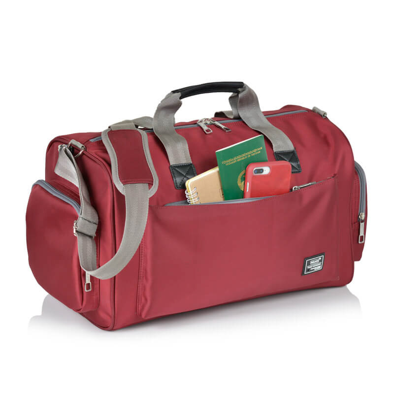 Túi du lịch Mr Vui 114 chất liệu vải ngoài và vải lót cao cấp trơn mịn chống thấm nước chống bám bụi, túi nhiều ngăn phụ và có ngăn đựng giày riêng ( Kích thước 45 x 27 x 25 cm)