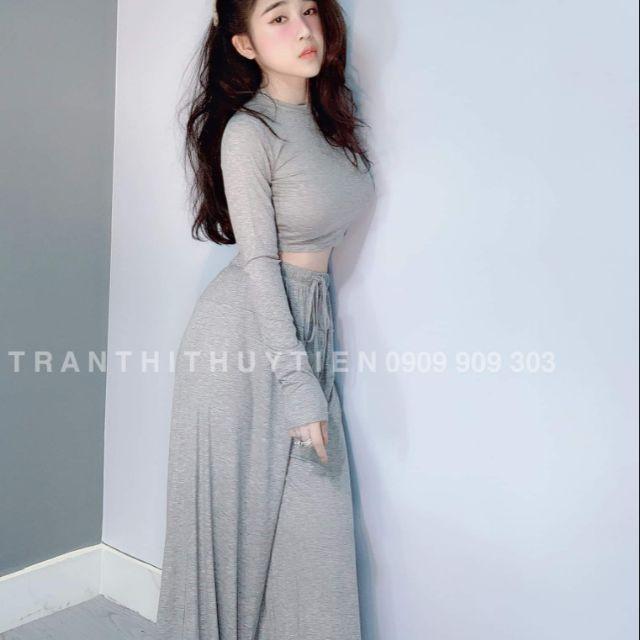 Sét áo thun croptop quần ống suông