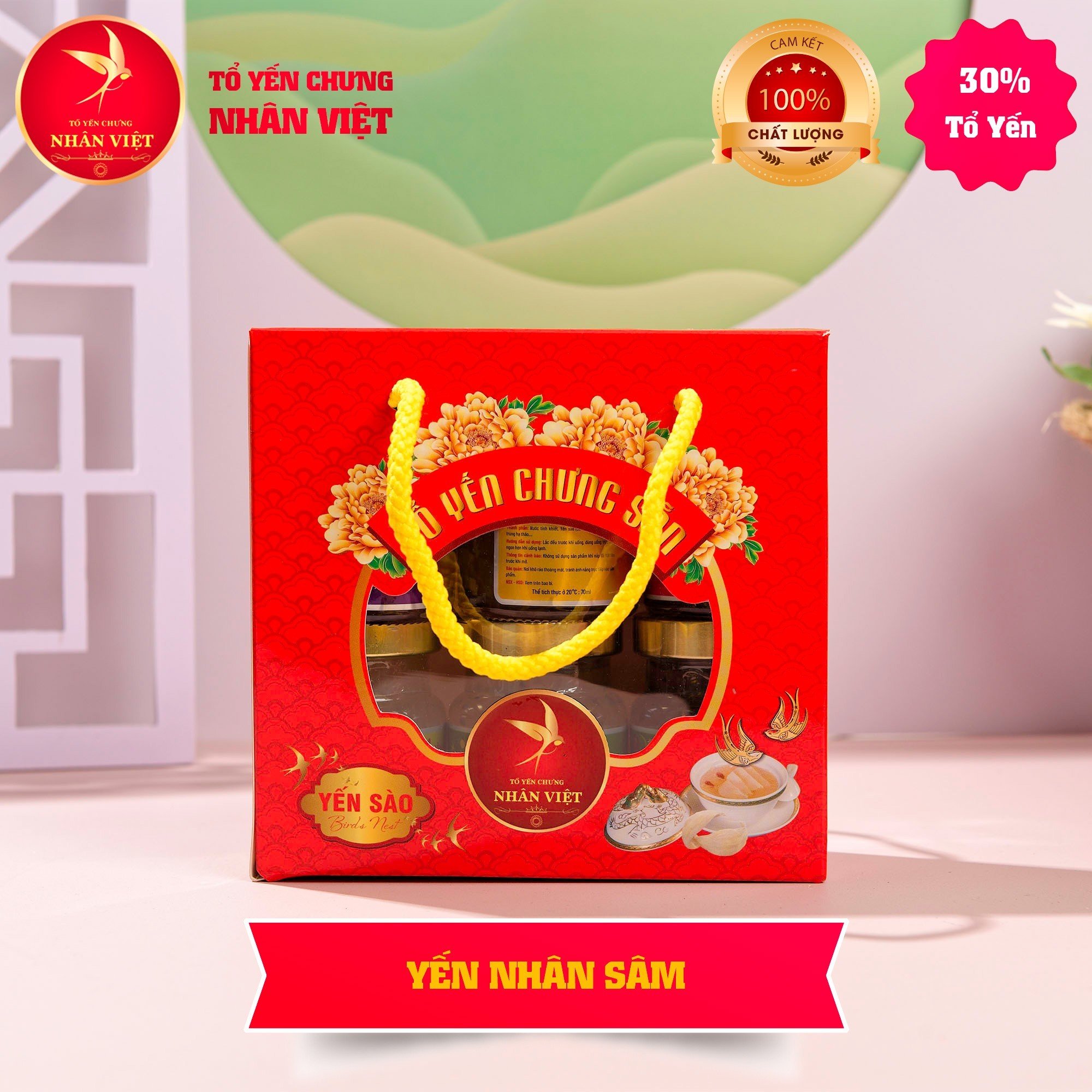 Lốc 6 Hũ Yến Chưng Nhân Sâm Nhân Việt 30% Yến Nguyên Chất Hũ 70ml