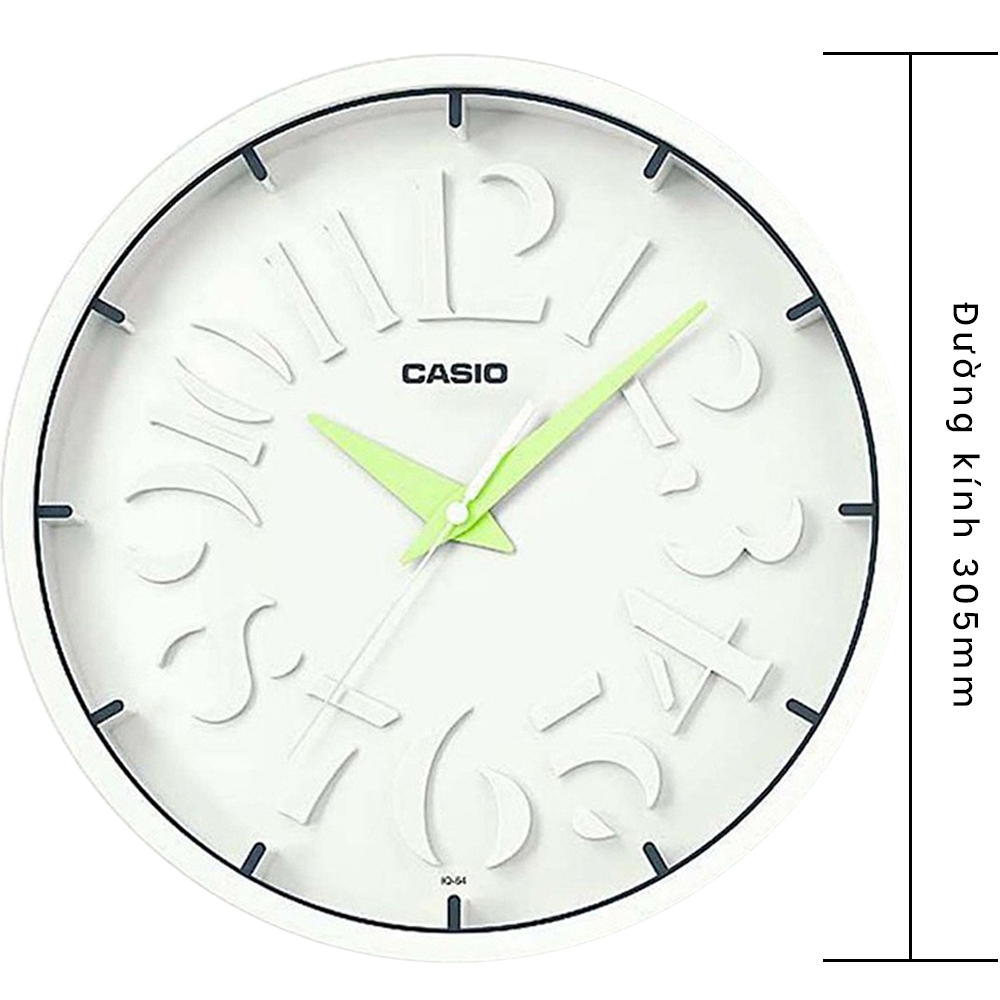 Đồng Hồ Treo Tường Casio IQ-64-3DF Màu Trắng ( Đường Kính 30.5 cm)