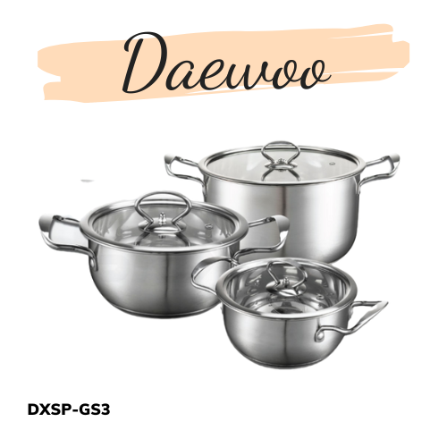 Daelux Bộ 3 nồi Inox DXSP-GS3 (size 16 + 20 + 24cm) -Hàng chính hãng