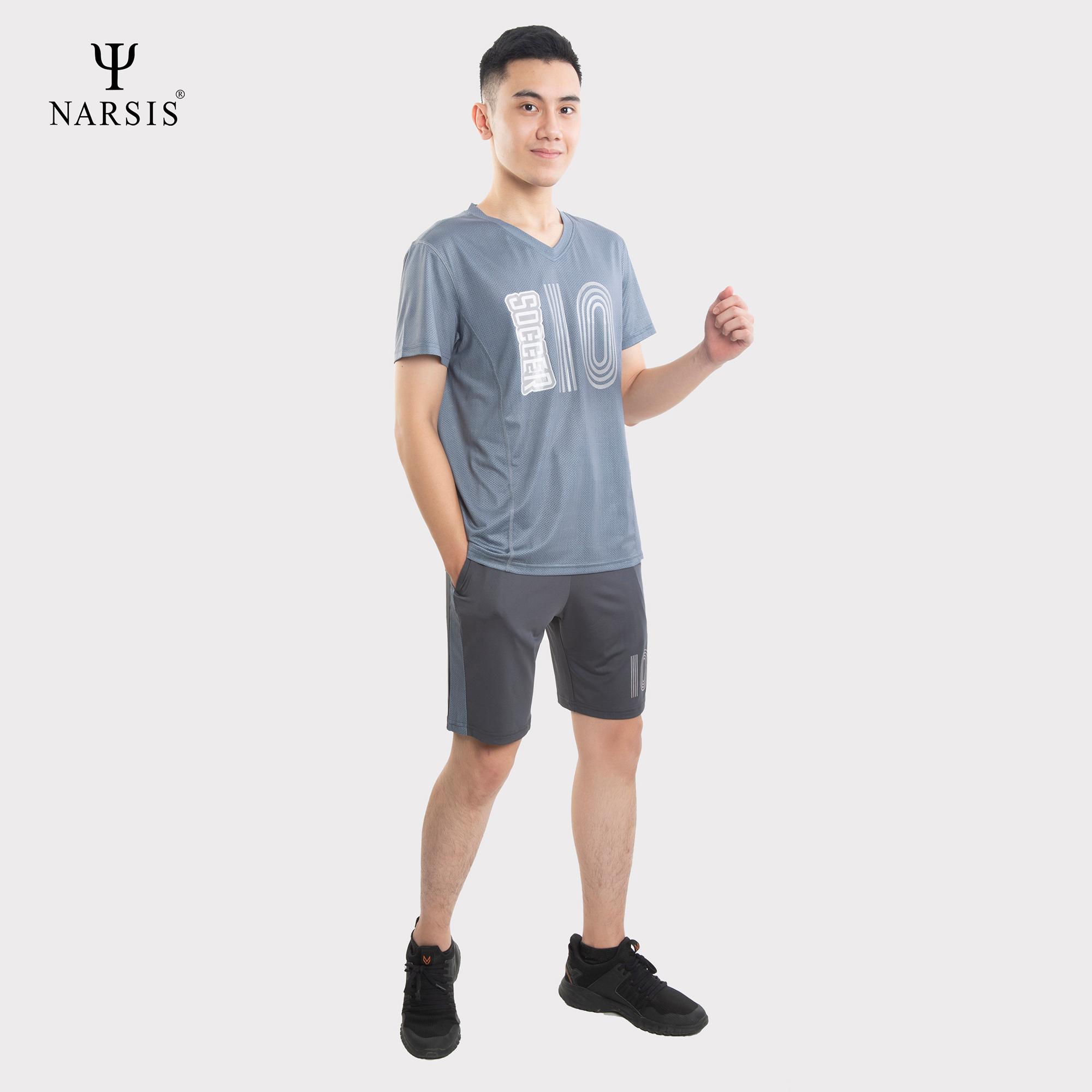 Bộ đồ hè nam Narsis E0004 màu ghi đậm vải lỗ