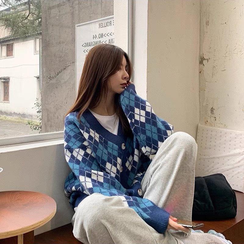 Áo khoác len nữ Cardigan ulzzang cổ chữ v hàn quốc dáng rộng - 031