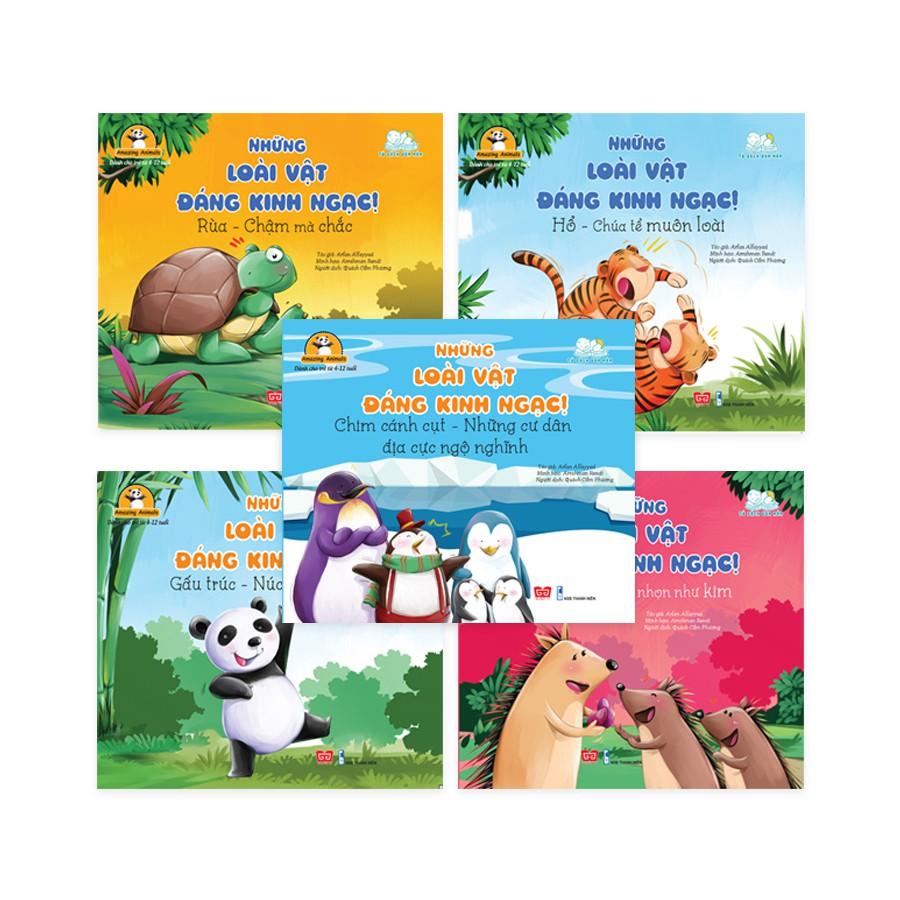 Sách - Những loài vật đáng kinh ngạc! (Set 1: Rùa + Hổ +Nhím +Chim cánh cụt + Gấu trúc)