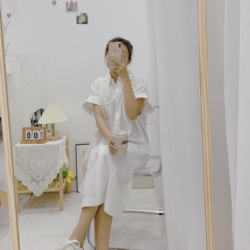 Váy sơ mi xắn tay