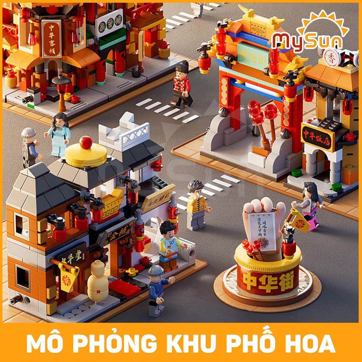 Bộ đồ chơi lắp ghép ráp xếp mô hình city thành phố Trung Hoa cho bé trai gái phát triển trí tuệ thông minh MySun