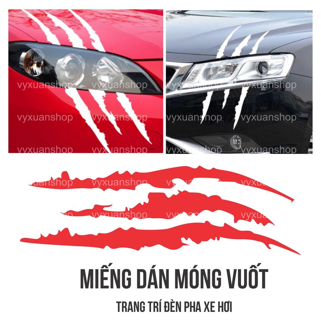 Miếng dán decal móng vuốt, móng cào trang trí đèn pha xe hơi KT: 38 x 12 cm chất liệu decal ô tô ngoài trời