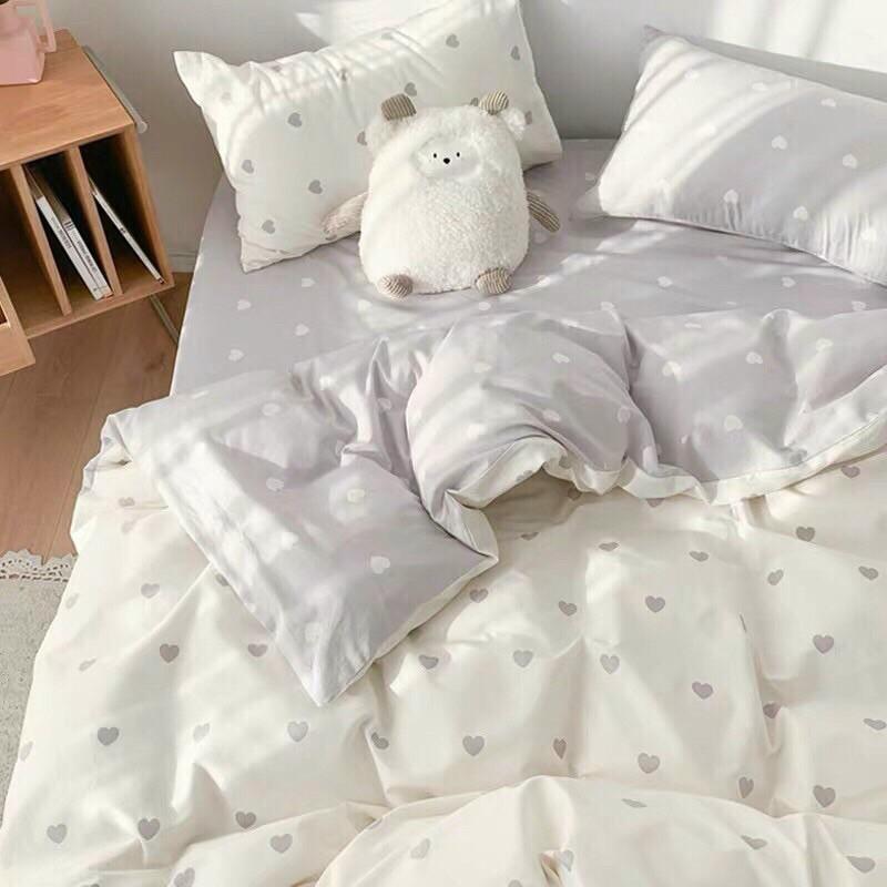 Bộ cotton poly tim 2 mặt 4 món hàng nhập