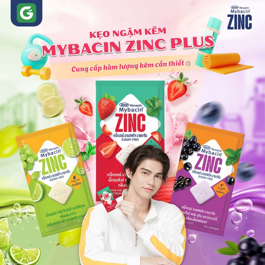 Kẹo Ngậm Mybacin Zinc Plus - Gói 9,4g (10 Viên) - Hàng Nhập Khẩu Thái Lan