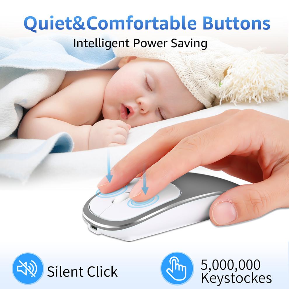 Sữa Ong Chúa Lược Sạc Loại C + USB 2.4GWireless Chuột Hai Chế Độ Kim Loại Noiseless Silent Chuột Cho MacBook Laptop máy Tính Laptop