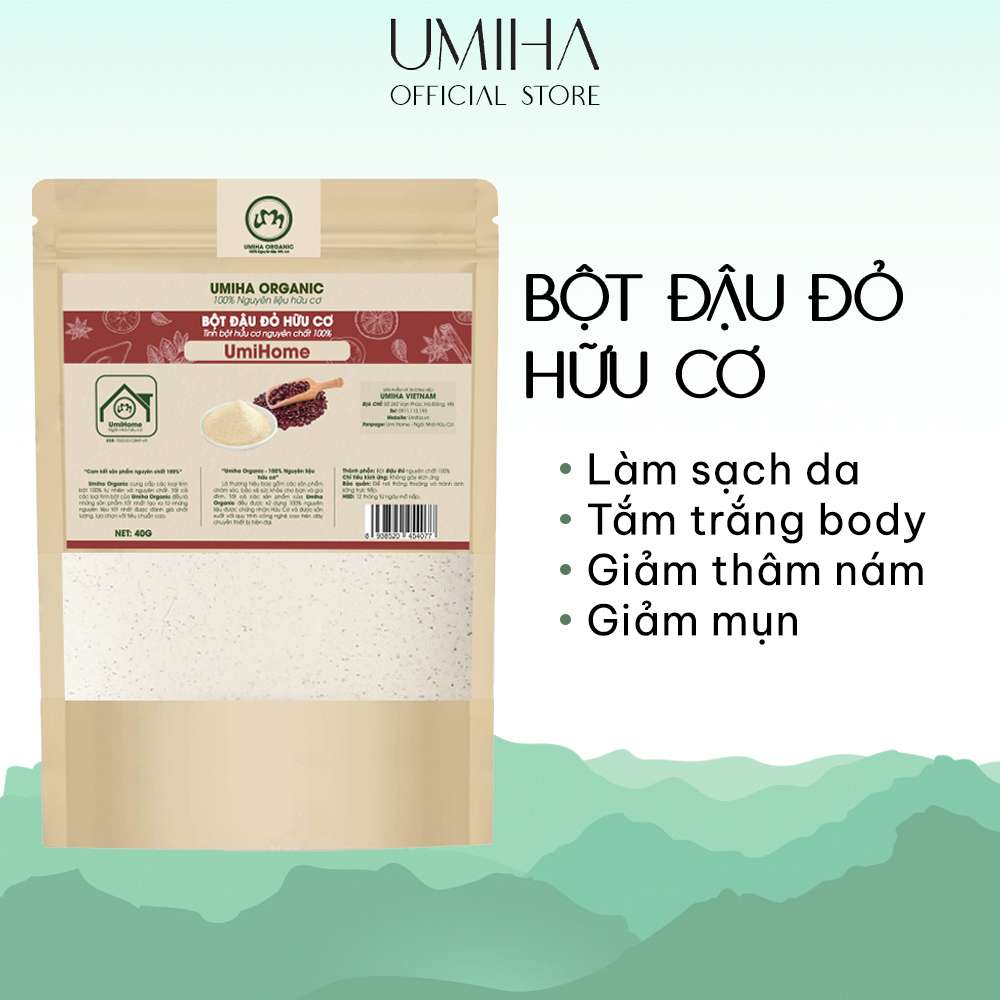 Bột Đậu Đỏ Nguyên Chất UMIHOME 40G đắp mặt, tắm trắng dưỡng da ngăn ngừa mụn hiệu quả