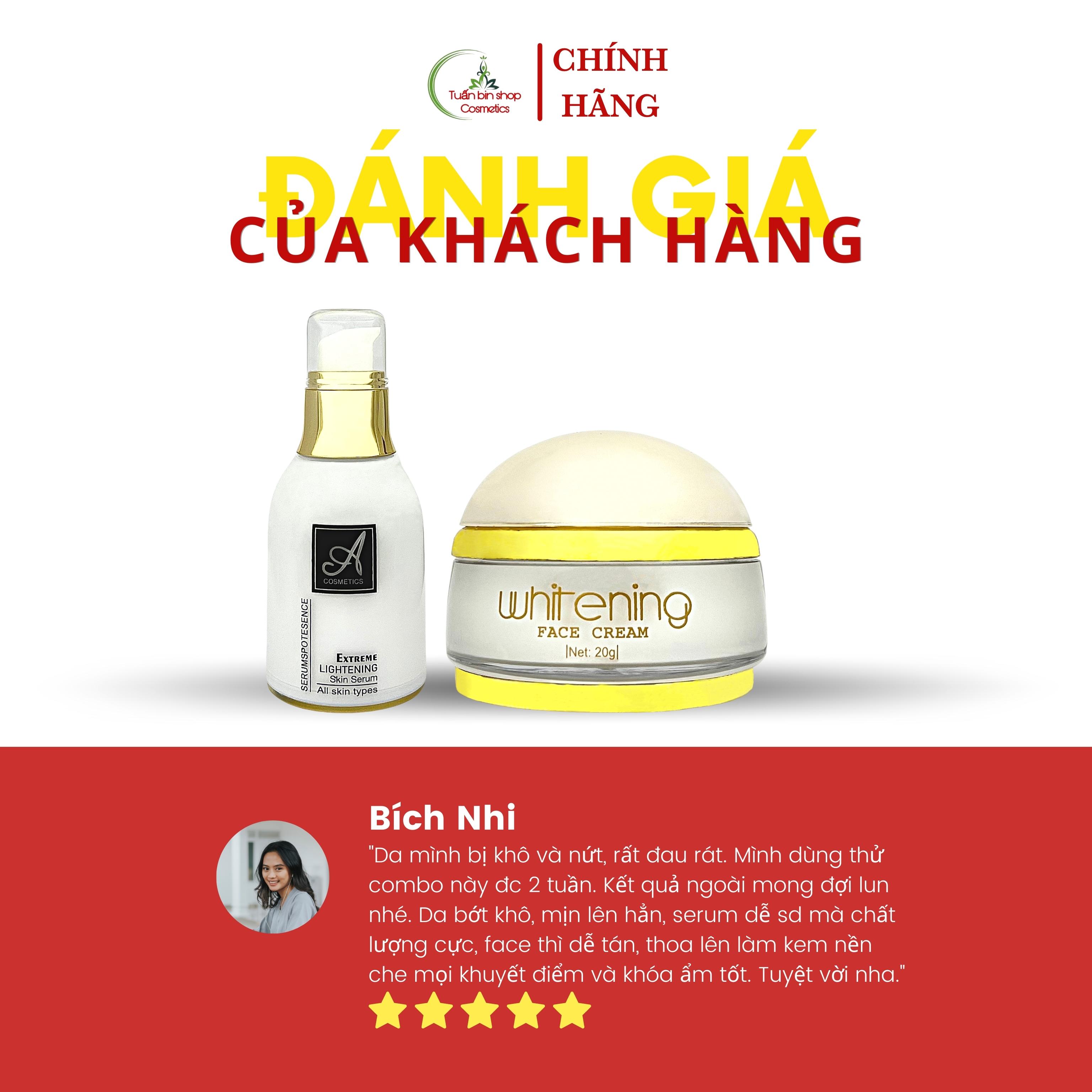 Combo dưỡng trắng da mặt, cấp ẩm chuyên sâu Acosmetics, kem face pháp trắng da mặt, serum dưỡng ẩm spot esence 50g