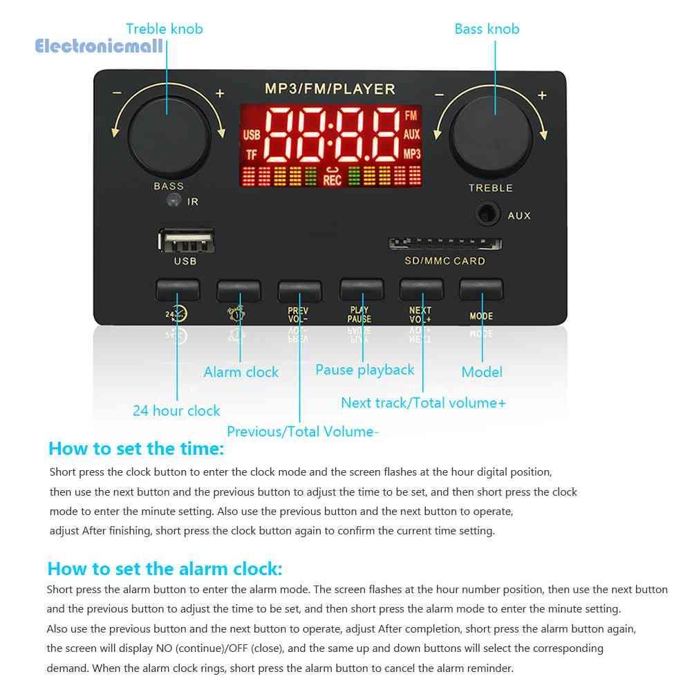 Bảng Mạch Giải Mã Máy Nghe Nhạc MP3 Kết Nối Bluetooth 5.0 2x40W 12V 80W