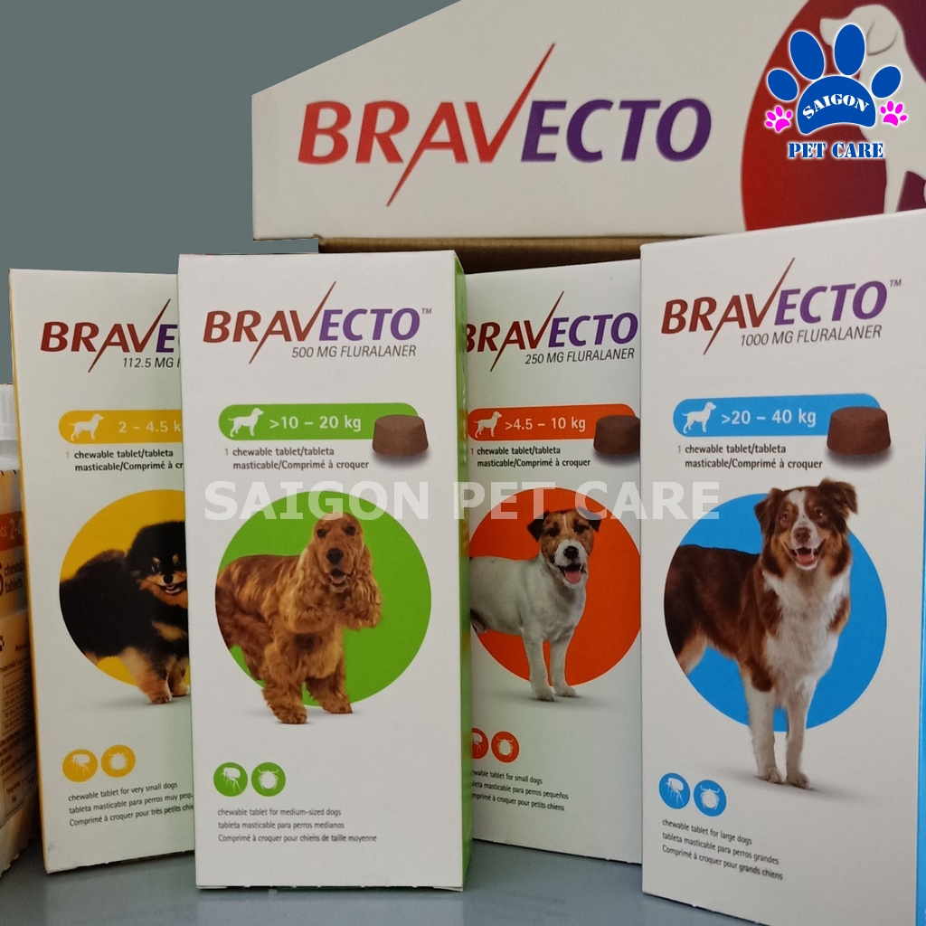 Thuốc trị ghẻ, viêm da, ve rận Bravecto cho chó hiệu quả 3 tháng