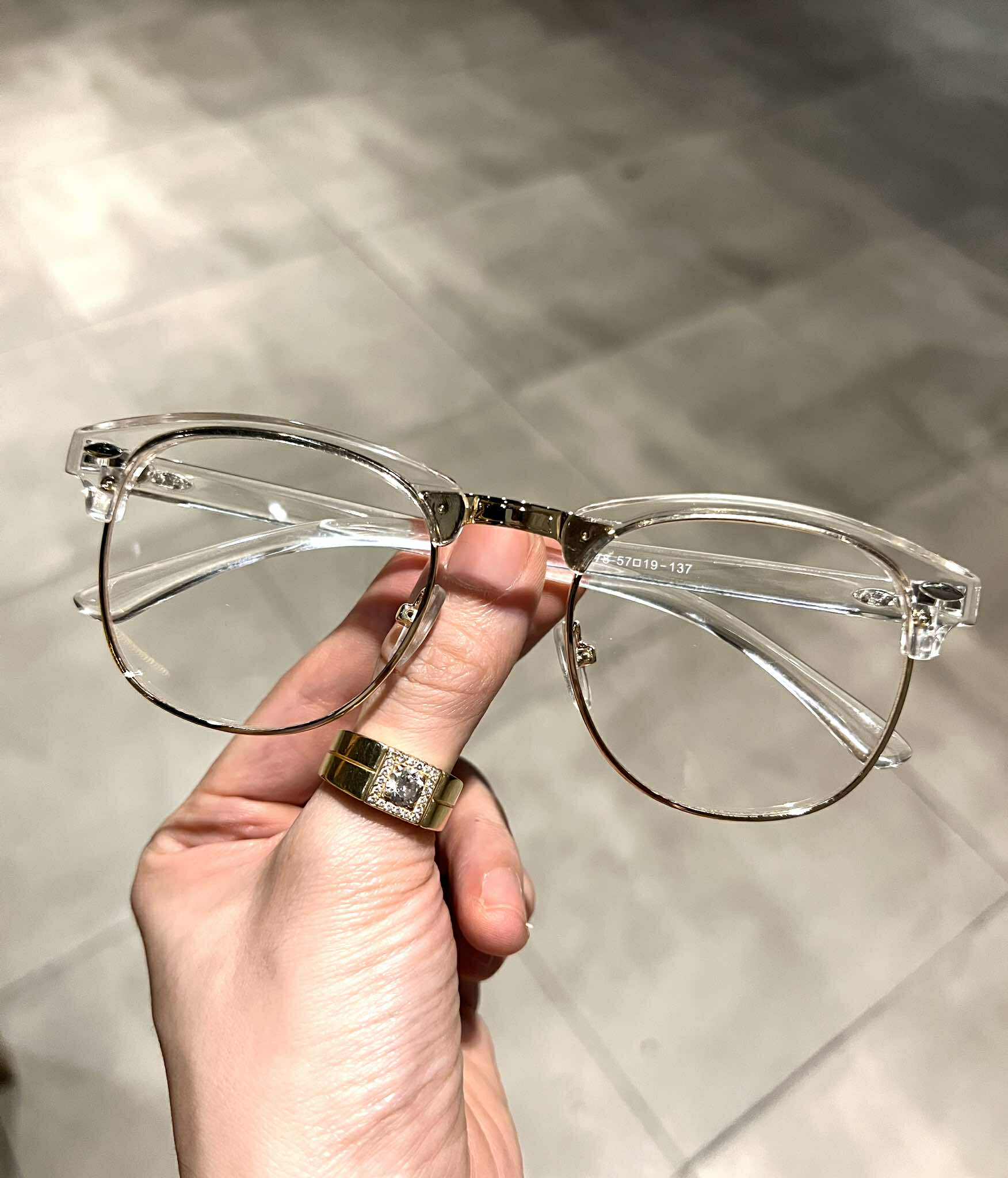Kính Trong suốt dáng CLub nửa viền unisex cho nam nữ