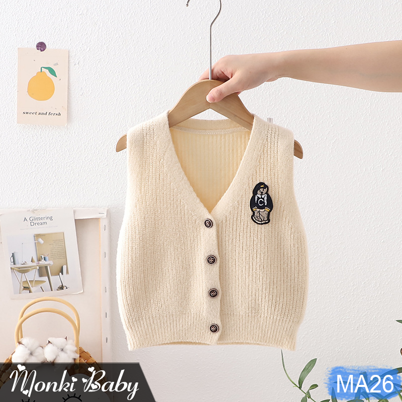 Áo len cardigan gile cổ V cho bé trai bé gái, mẫu cao cấp Quảng Châu chuẩn xịn, chất len dày dặn, mềm mại, dai chắc, phong cách thời trang | MA26