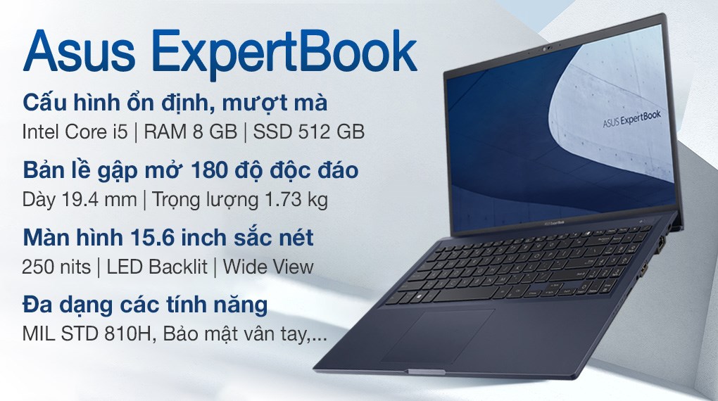 Laptop Asus ExpertBook B1500CEAE-BQ3180 i5-1135G7 (up to 4.2Ghz, 8MB)/ RAM 8GB/ 512GB SSD/15.6 inch FHD/ Free Dos/ 2Yrs (90NX0441-M018H0) - Hàng chính hãng