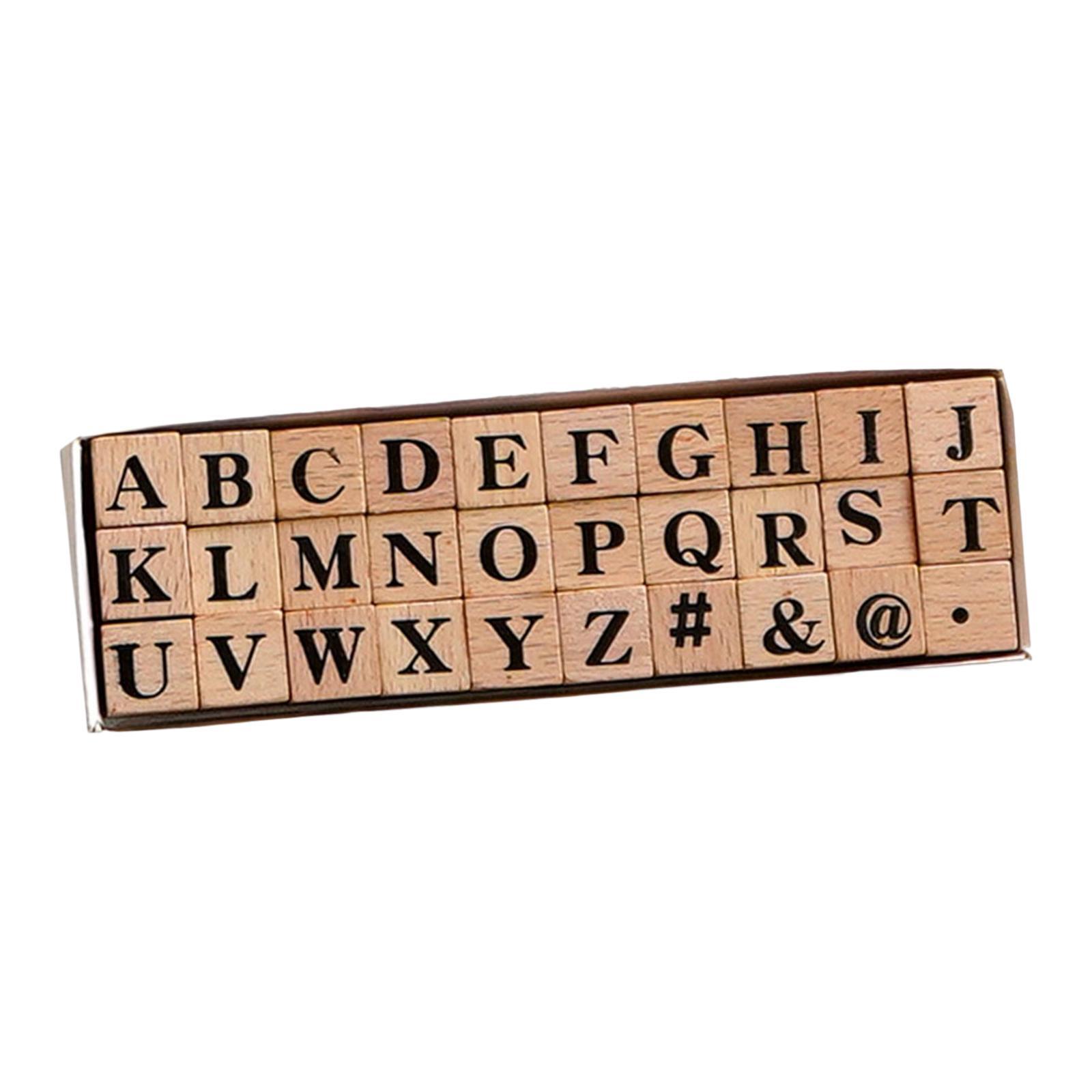 Set of Wooden Letters Rubber Stamp Set Scrapbook Stationery DIY Art Crafts